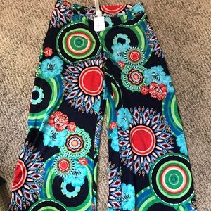 Palazzo pants multi colored w/ flower design SZ m